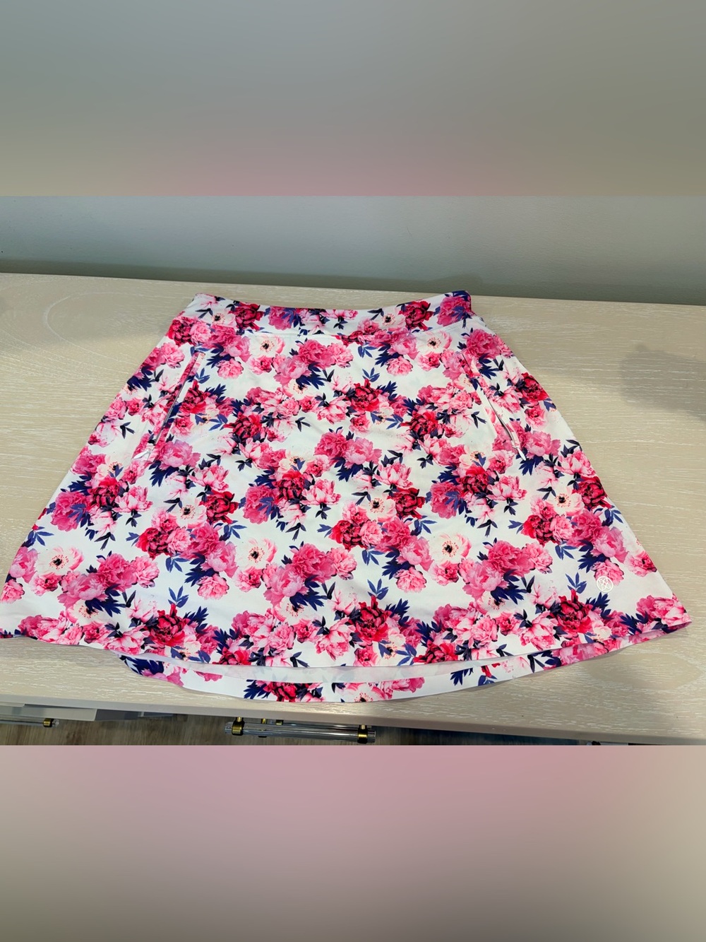 G/FORE White Skirt with Pink Floral Print